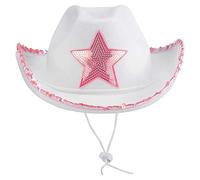 Zambuph Cappello da cowboy rosa con decorazioni in paillettes, travestimenti e feste di compleanno a tema per donne, adolescenti e adulti. Cappello da cowboy rosa per donne,