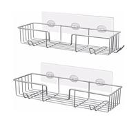 Zambuph Cestino portaoggetti da 2 pezzi da parete per bagno Organizer autoadesivo Porta spazzolino doccia Mensola per doccia in acciaio Per inox Punch Free