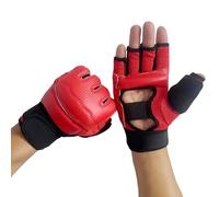 Zambuph Comodi guanti da boxe a mezze dita per l'allenamento, boxe in PU morbido e confortevole, buona permeabilità all'aria, rosso, Taglia M (150-160 cm)