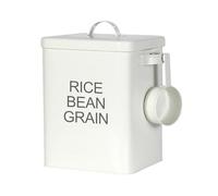 Zambuph Contenitore per riso, coperchio, contenitore per fagioli portatile, per riso in metallo, soluzione per lo stoccaggio a Per secco, cereali, Per secco, cucina portatile, Bianco, 18x15x23cm