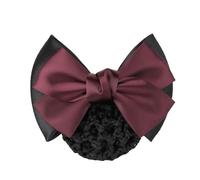 Zambuph Elegante e professionale piastra per capelli tasca in rete fermaglio per capelli bowknot retina per fermaglio per da lavoro retina elastica per, Due fiocchi rosso vino