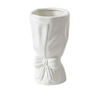 Zambuph Elegante Vaso di Fiori con Fiocco Realizzato a Mano con Fiocco di Fiori freschi Verdi qualità, Bouquet in Ceramica, in Ceramica Bianca per Vaso