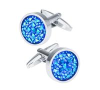 Zambuph Gemelli rotondi in ottone con del cielo, gemelli a righe, eleganti set di con bottoni per camicia, accessori realizzati per diversi incontri, set di con bottoni per camicia,