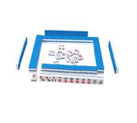 Zambuph Mini set portatile di Mah Jong da 144 tessere, gioco tradizionale cinese di Mahjong, serate gioco con la famiglia e gli amici, mini set cinese Mahjong, formato da viaggio, Blu, 26x18x12mm