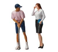 Zambuph Modello di bambola in miniatura in Per scala 1/64 Set di figure persone dipinte a mano Uomo che gioca a golf e segretaria Oggetti da collezione per appassionati persone Per scala 1/64