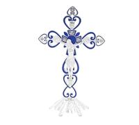 Zambuph Notevole croce da preghiera in metallo vintage, Blu 20x12.5 cm | ornamento da tavolo con croce di Gesù, spazi ispiratori, ornamento a che può essere decorato in , Blu , 20x12.5 cm