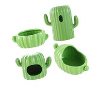 Zambuph Portaborraccia in ceramica antigoccia e anti-perdita, pratico e Per unico, adatto per piccoli animali domestici. Il nascondiglio in ceramica per criceti utilizza i cactus