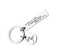 Zambuph Portachiavi Regali per coppie Ciondoli pendenti con incisione in acciaio inossidabile Intagliato a mano Ho bisogno di te qui con me Portachiavi di design