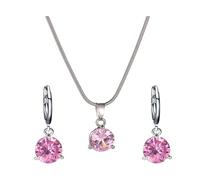 Zambuph Set di orecchini e collane accattivanti per un look alla moda, ampie occasioni applicabili, set di pendenti rotondi in due pezzi con zirconi, rosa