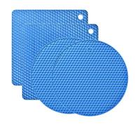 Zambuph Set di tappetini da cucina rotondi, facili da asciugare e pulire, realizzati con gel di silice siliconico, antiscivolo e resistente alle alte temperature, blu, 8mm*2+6mm*2