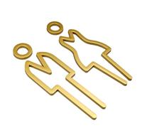 Zambuph Simbolo della toilette in acrilico Installazione facile sia per uomini che per donne Servizi igienici Indicatore del segno della toilette per uomini e donne Acrilico durevole, Oro（Tipo 2)