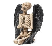 Zambuph Statuette in resina con decorazioni a forma di teschio con d'angelo nere Decorazioni per la casa di scheletri natalizie all'aperto ampiamente utilizzate