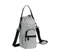 Zambuph Tracolla per bottiglia d'acqua con clip magnetica per borsa da palestra adatta a tutti i tipi di bottiglia Porta acqua con borsa a tracolla, scontro di colori grigio