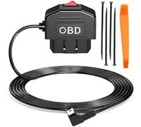 ZAMDOE Mini USB OBD Cavo di Alimentazione Adattatore per Dashcam OBD2 ad Angolo Mini USB con Interruttore Pulsante 90 Gradi Monitoraggio 24 Ore modalità Acc 12 V-24 V a 5 V/3 A 3,5 m