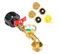 ZAMETTER Adattatore di ricarica propano a 90 gradi per serbatoio da 9,1 kg a 0,5 kg, con valvola di controllo e manometro fosforescente, convertitore di gas in ottone massiccio, per campeggio