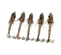 ZAMETTER Amo da pesca a mosca Realistico Stonefly Ninfa Ganci da pesca in acciaio ad alto tenore di carbonio Esche affondanti Pesce a mosca Ganci per ninfa con corpo in fibra esche ponderate per la