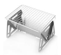 ZAMETTER Barbecue pieghevole con piano cottura, 40 x 24,2 x 17,5 cm, pieghevole, a carbone, da tavolo, per esterni, in acciaio inox, per affumicare, barbecue, barbecue a carbone (27 x 15 x 12,7 cm)