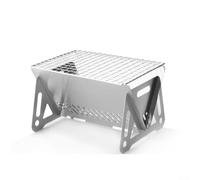 ZAMETTER Barbecue pieghevole con piano cottura, 40 x 24,2 x 17,5 cm, pieghevole, a carbone, da tavolo, per esterni, in acciaio inox, per affumicare, barbecue, barbecue a carbone (21 x 15 x 12,2 cm)