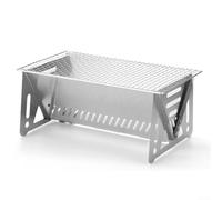 ZAMETTER Barbecue pieghevole con piano cottura, 40 x 24,2 x 17,5 cm, pieghevole, a carbone, da tavolo, per esterni, in acciaio inox, per affumicare, barbecue, barbecue a carbone (40 x 24,2 x 17,5 cm)