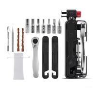 ZAMETTER Kit di attrezzi per la riparazione della bicicletta, multifunzione, con chiave a cricchetto, leve per pneumatici, strisce di gomma vulcanizzata, strumenti di riparazione per le forature