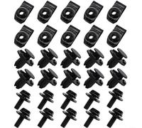 ZAMETTER Qashqai 2014-2020 - Set di fissaggio per coperchio sottoscocca motore con bulloni in metallo, dadi, morsetti e clip in plastica per fissaggio sicuro del pannello, 30 pezzi, nero