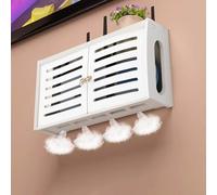 ZAMETTER Rastrelliera per router wireless, per soggiorno, con WiFi a parete, decorazione da parete, colore bianco (doppia porta), QX9B66MD97537G42JU30SR96