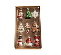 ZAMETTER Set di ornamenti per albero di Natale, 9 pezzi, kit di ornamenti natalizi festivi, decorazioni natalizie, set di mini decorazioni per albero di Natale da appendere in vetro