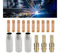 Zamety 16 pezzi MIG Accessori per Saldature MAG, 3 Ugelli per Gas | 3 Porta Punte Diffusore | 10 Punta Guidafilo M6-3×0.6mm, 4×0.8 mm, 3×1.0mm per Consumabili Torcia, per Saldatrice a Torcia MB15AK