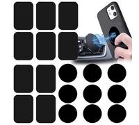 Zamety 20 Pezzi Placche Metalliche Adesive, Nero Placca Metallica Adesiva, Placche Metallo Calamite Adesive, Piastra Metallo Calamita per Cellulare Auto, 10 Rotondi e 10 Rettangolari