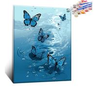 Zamety Dipingere con I Numeri Adulti, Farfalla Paint by Numbers, Dipingere con I Numeri con Vernici e Pennelli, Quadri da Dipingere Numerati per la Decorazione Della Casa, 40 x 50 cm, Senza Cornice