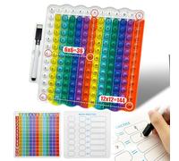 Zamety Popit Fidget Toys, Popit Moltiplicazione 12 x12, Popit Bambini, Poppit Toy con Schede Matematiche e Penne Cancellabili, Push And Pop Bubble Tabelline Giocattolo Educativo per Bambini