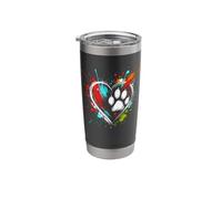 Zampa di Cane Cuore Cani Soccorritore Soccorso Cucciolo Bicchiere termico in acciaio inox doppia parete
