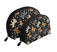 Zampa di Shiba Inu, Borsa per trucco a conchiglia Portamonete da donna Borsa da toilette piccola Borsa per cosmetici 2 pezzi