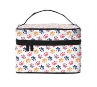 Zampa Modello Impronta Animale Su Un Bianco, Borsa per il trucco Borsa per cosmetici Borsa da toilette da viaggio portatile Astuccio per matite Astuccio da toilette