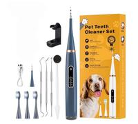 ZampaDent Dispositivo Professionale Per La Pulizia Dentale Del Cane-Kit Pulizia Denti Per Cani E Gatti, 5 Modalità Di Pulizia, Ricarica USB, Rimozione Tartaro E Macchie (Blu,A)