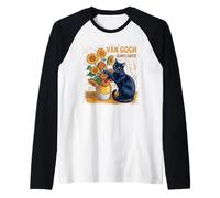 Zampe della distruzione Gatto nero contro i girasoli di Van Gogh Maglia con Maniche Raglan