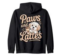 Zampe e Lattes Adorabile Cucciolo Cane Amante caffè Drink Felpa con Cappuccio