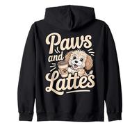 Zampe e Lattes Adorabile Cucciolo Cane Amante caffè Drink Felpa con Cappuccio