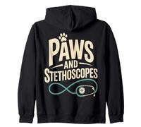 Zampe E Stetoscopi Veterinario Vet Tech Life Felpa con Cappuccio