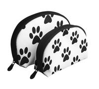 Zampe nere da tre pollici su bianco, Borsa per trucco a conchiglia Portamonete da donna Borsa da toilette piccola Borsa per cosmetici 2 pezzi
