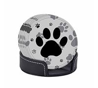 Zampe nere e grigie Sotto chieri per bevande con supporto Confezione da 6 Silhouette Cartone animato Animale Cane Gatto Stampa Sotto chieri assorbenti in pelle PU Regalo di inaugurazione del
