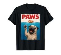Zampe Pug Hot Dog Divertente subacqueo Pug Raggiungere per Hot Dog Maglietta
