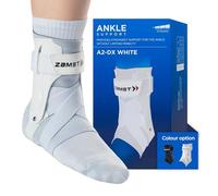 Zamst A2-DX Ankle - Cavigliera Regolabile Protezioni Laterali, Distorsioni Gravi Grado III, Instabilità e Lesioni Articolazione - Tutore Caviglia Vestibilità Anatomica (Taglia XL - Destra - Bianca)