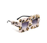 ZAMXHUG 1 paio Occhiali da Sole Oversize in Peluche,Personalizzati alla Moda Occhi di Gatto per Feste in Maschera,Oggetti di Scena Fotografici(Stampa leopardata)