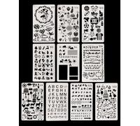 ZAMXHUG 10 Pezzi Stencil per Pittura, Stencil Riutilizzabili modelli, Bullet Journal Stencils, Set Modelli Pittura per Artigianato Verniciatura a Spruzzo Progetti Artistici fai da te