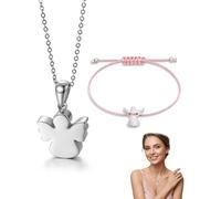 ZAMXHUG 2 pezzi Braccialetto e collana con angelo custode, Prima Comunione Bambina, Regali per la Prima Comunione, Primo Sale, regolabile, piccoli regali per comunione