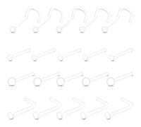 ZAMXHUG 20Pcs Perno Naso Trasparente - i mantenitori di plastica del Perno del Naso 1 Forma L Forma della Vite Chiara Perno del Naso nascondono Il Piercing per la Scuola Barra dell'orecchino, 20G