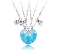 ZAMXHUG 3pcs Collana Amicizia BFF, Luminoso Catena Collana Donna Argento, Collana Best Friends per Ragazza Bimba, Collana a Cuore per BFF Regalo Donna Compleanno Regali Amica