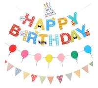ZAMXHUG 3pcs Striscione Buon Compleanno Set - Bandierine Compleanno, Happy Birthday Compleanno Festone Buon Riutilizzabili, Scritta da Appendere, Decorazione per Festa di Compleanno Fai da Te