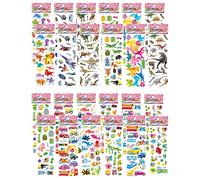 ZAMXHUG Adesivi per Bambini - 24Fogli Adesivi 3D per Bambini,Inclusi Camion, Aeroplani, Animali,Dinosauri,Frutta ECC,per Regali Gratificanti Scrapbooking,Asilo,Prima educazione,Festa dell'evento